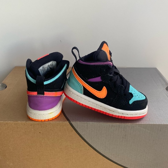 Jordan 1 Mid “Black Multi” Toddler Sneakers  - SZ 4 C - Picture 5 of 13